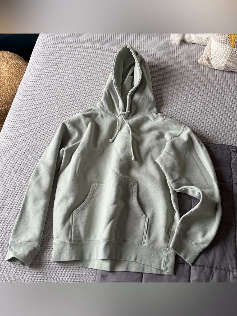 Unisex Solid Light Green Hooded Sweatshirt